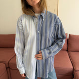 Blue pinstriped contrasted shirt
