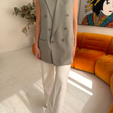 Stunning button back vest in pale grey