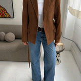 Double belted blazer in corduroy caramel