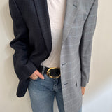 Blue toned and blue houndstooth contrasted blazer