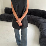 Stunning double breasted button back vest in blue