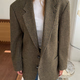 Beautiful blazer in dark yellow big houndstooth on think wool
