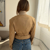 Belted blazer in dark beige