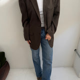 Contrasted blazer in checkered and herringbone