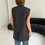 Stunning double breasted button back vest in blue