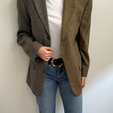 Green and plaid contrasted blazer