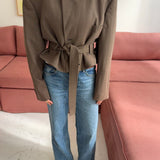 Belted blazer in Brown