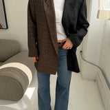 Double breasted contrasted blazer in plaid and dark green plaid cashmere (Express shipping)
