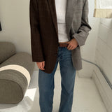 Contrasted blazer in grey with brown checks and chocolate houndstooth (Express shipping)