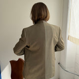 Contrasted blazer in Olive green and beige plaid (Express shipping)