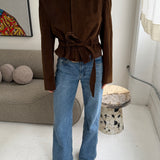 Belted blazer in Brown corduroy