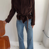 Belted blazer in Brown Corduroy