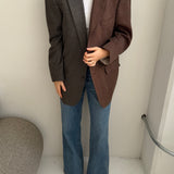Contrasted blazer in red speckered and deep green plaid