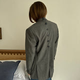 Grey pinstriped button back blazer