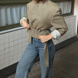 Belted blazer in warm tones