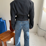 Blue speckered Belted blazer