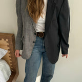 Stunning contrasted blazer in dark grey and houndstooth