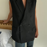 Stunning grey pinstriped double breasted vest with buttons