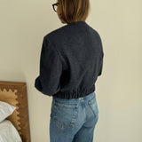 Blue textured bomber