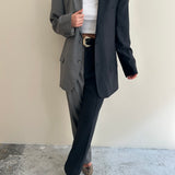 Grey and dark grey pinstriped contrasted suit