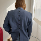 Button back blazer in light blue
