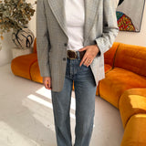 Stunning 70s blazer in checkered blue with funky lining