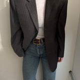 Grey and dark grey warm pinstriped contrasted blazer