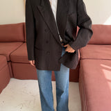 Double-breasted blazer in brown herringbone