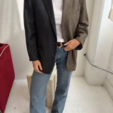 Contrasted blazer in dark grey and taupe plaid (Express shipping)