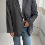 Contrasted blazer in Grey and grey pinstriped (Express shipping)