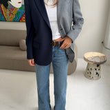 Contrasted blazer in blue solid and checkered (Express shipping)