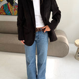 Stunning corduroy dark brown blazer with green undertones