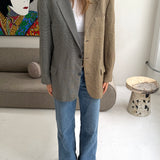 Contrasted blazer in blue checkered and mustard plaid   (Express shipping)