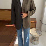 Contrasted blazer in pale brown checkered and dark brown speckered (Express shipping)