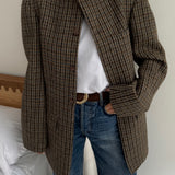 Stunning high neck collarless jacket in tweed