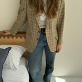 Stunning retro blazer in plaid green tones