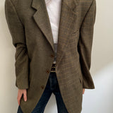 Brown speckered and houndstooth contrasted blazer