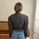 Belted blazer in Dark grey herringbone