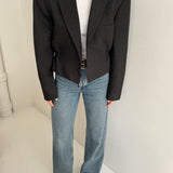 Dark toned cinched cropped blazer