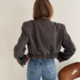 Bomber jacket in grey houndstooth