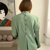 Button back blazer in pale green