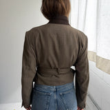 Belted blazer in dark beige