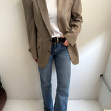 Plaid and pale speckered contrasted blazer in wool and silk