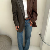 Contrasted blazer in red speckered and deep green plaid