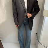 Grey and dark grey warm pinstriped contrasted blazer