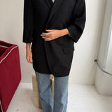 Long boxy blazer in charcoal
