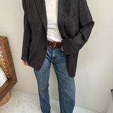 Grey plaid and speckered contrasted blazer