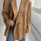 Double-breasted camel hair blazer