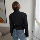 Grey pinstriped Belted blazer