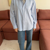Blue pinstriped contrasted shirt